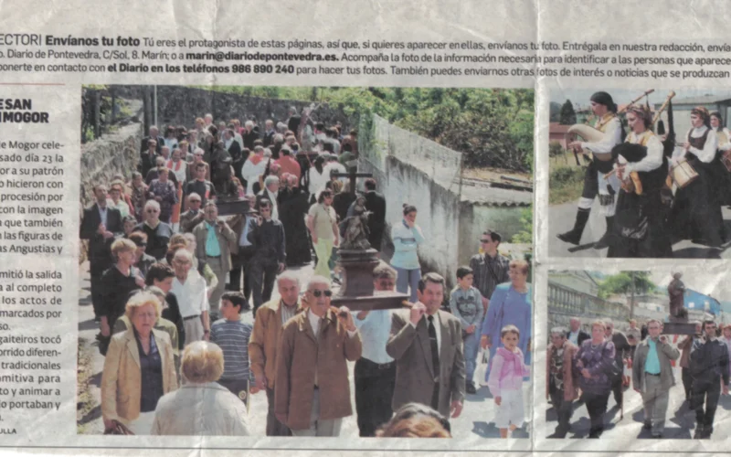 Nova en prensa sobre a actuación de Os Chaneiros na procesión de San Xurxo de Mogor